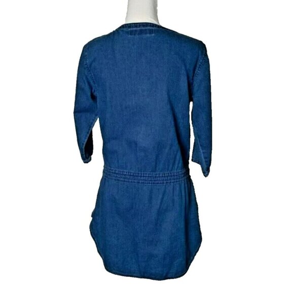 Marc by Marc Jacobs Medium Denim 3/4 Sleeve Zipper Front Drawstring Waist Dress - Picture 5 of 10